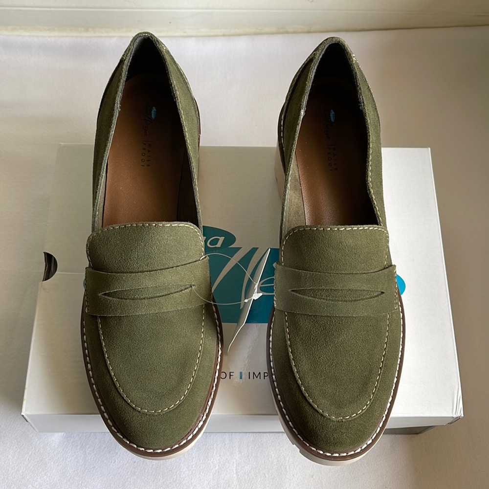 Aqua College Women’s Diana Waterproof Olive Suede Loafers